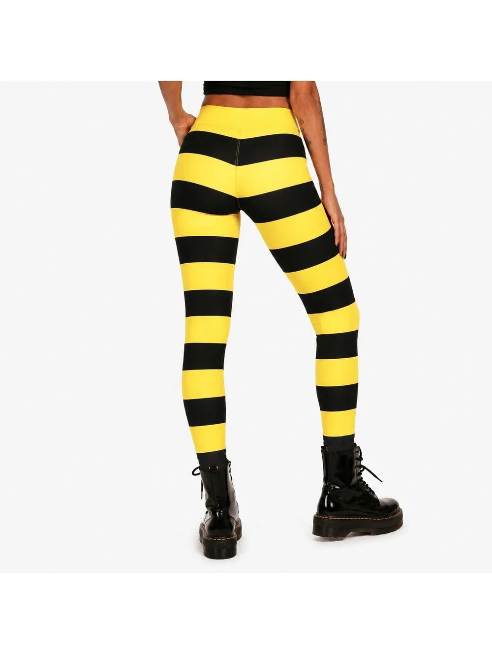 NWT Tipsy Elves Bumblebee Striped Halloween Leggings Size Medium - Picture 2 of 6